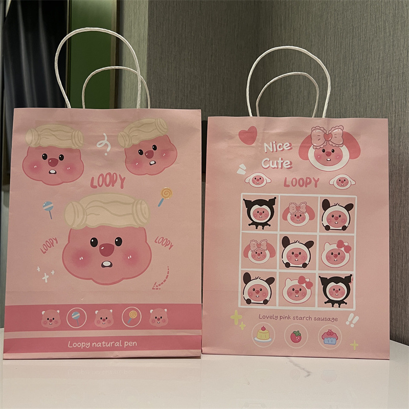 露比可爱纸袋礼品袋高颜值少女心大容量学生生日袋子ins风赠品袋