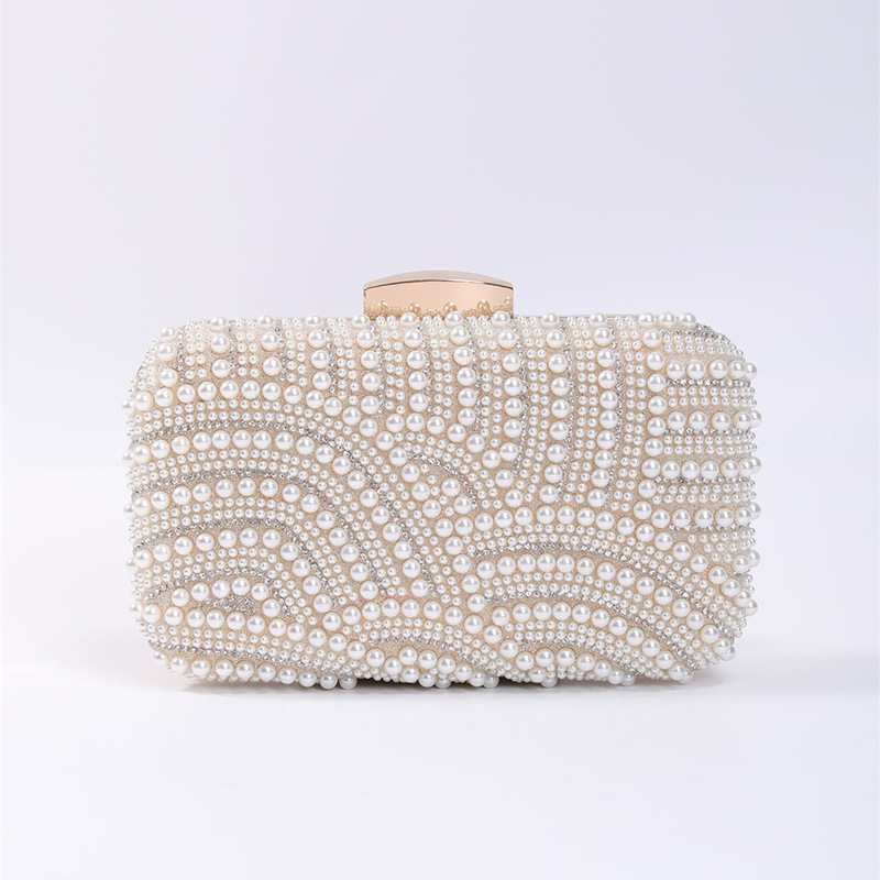 European and American Vintage Pearl Evening Bag Handmade Beaded Embroidered Bag Diamond-encrusted Banquet Dress Bag Women's Elegant Clutch Bag European and American Vintage Pearl Evening Bag Handmade Beaded Embroidered Bag Diamond-encrusted Banquet Dress Bag Women's Elegant Clutch Bag