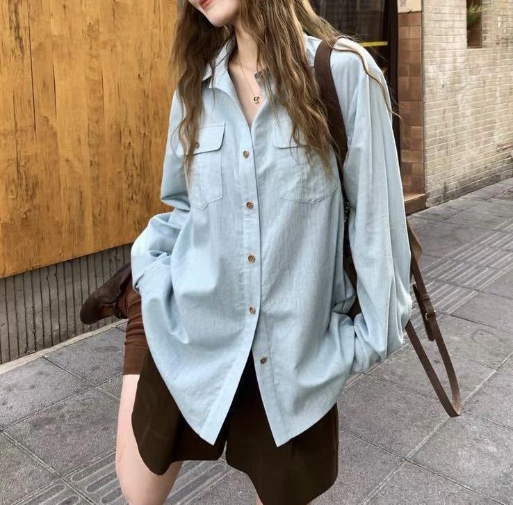 亚麻物语 极简老钱风 天丝亚麻衬衣女秋季新款纯色气质衬衫|undefined