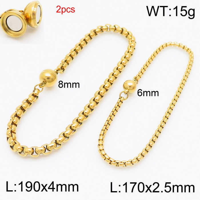 사각 진주 체인 (골드)