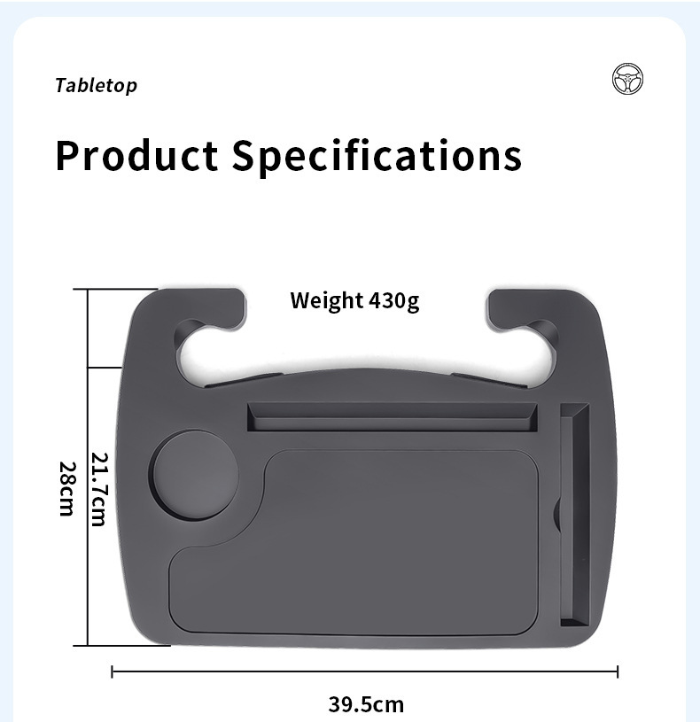 Cross-Border Car-Mounted Small Table Board, Steering Wheel Table Board, Multifunctional Passenger Seat Folding Small Table Board, In-Car Office Storage