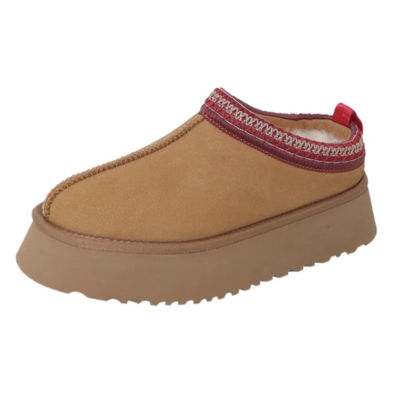 Botas de nieve de suela gruesa para mujer 2023 Otoño e Invierno Nuevo desgaste al aire libre aumentó la piel forrada de lana integrada punta cerrada medias zapatillas zapatos de piel para mujeres