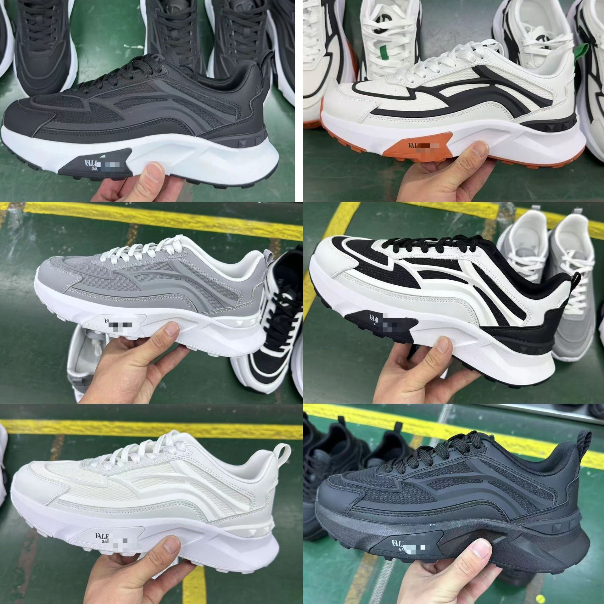 欧洲站男鞋新款真皮透气网面运动休闲鞋厚底增高老爹鞋潮牌跑步鞋