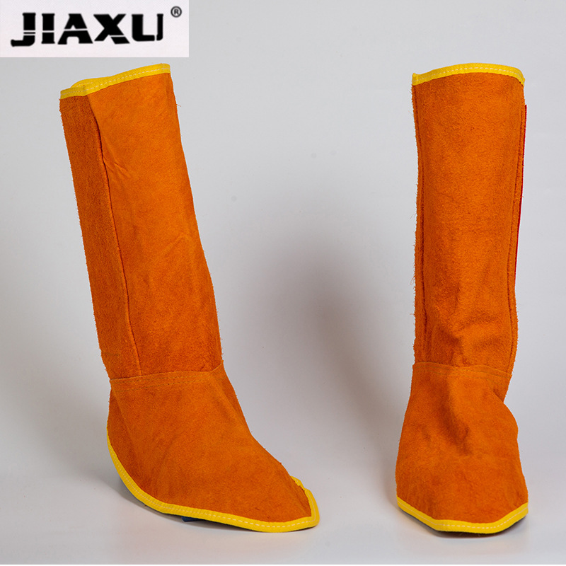 厂家直供牛皮隔热防烫电焊焊工脚套 劳保护脚电焊焊工护腿脚套