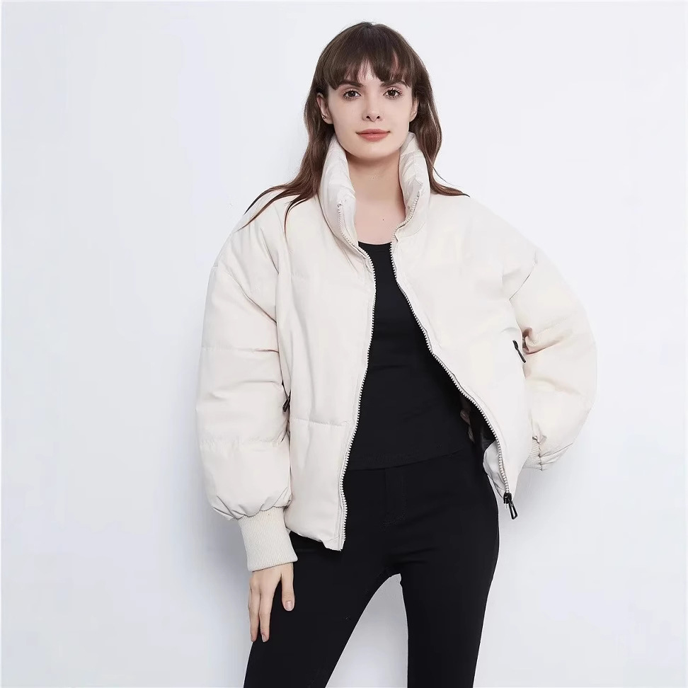 2023 invierno nuevo europeo y americano de moda elegante suelta adelgazante abrigo de pan caliente corto perezoso abajo abrigo de algodón acolchado image 5