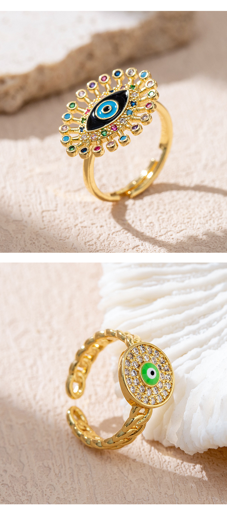 Fashion Geometric Copper Plating Zircon Rings 1 Piece