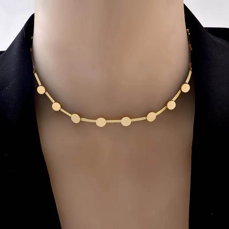 fashion simple gold titanium steel necklace choker necklace