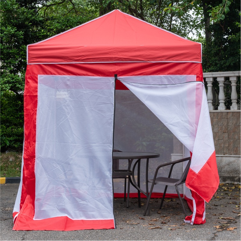 Carpa de marco hueco para vehículos rojos + rodeada por cuatro lados