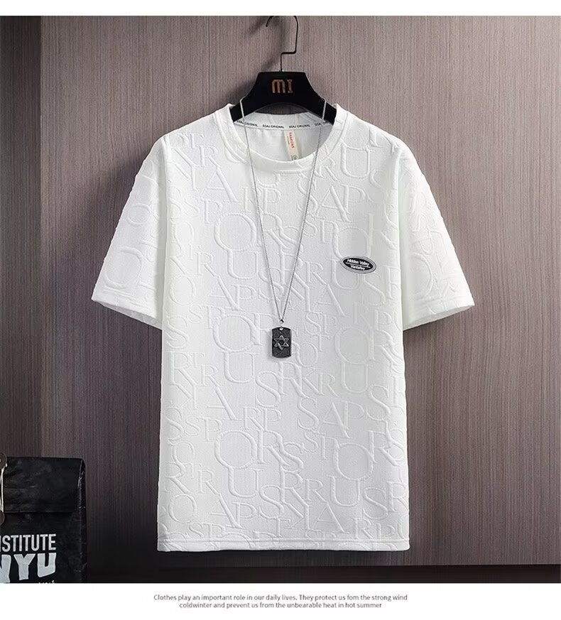 Summer Men's Casual Waffle Knit T-shirt And Five Point Shorts Set_voghion.com