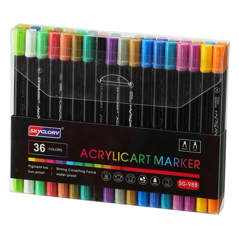 Cross-Border Acrylic Marker Set for Elementary School Students, Specialized Art Pens, DIY Graffiti Pens, Soft-Tipped Washable Watercolor Pens