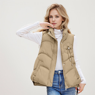 Foreign Trade Fashion All-match Down Cotton Vest Women's Short Vertical Collar New Cotton Vest Outer Wearing Cotton Waistcoat Vest