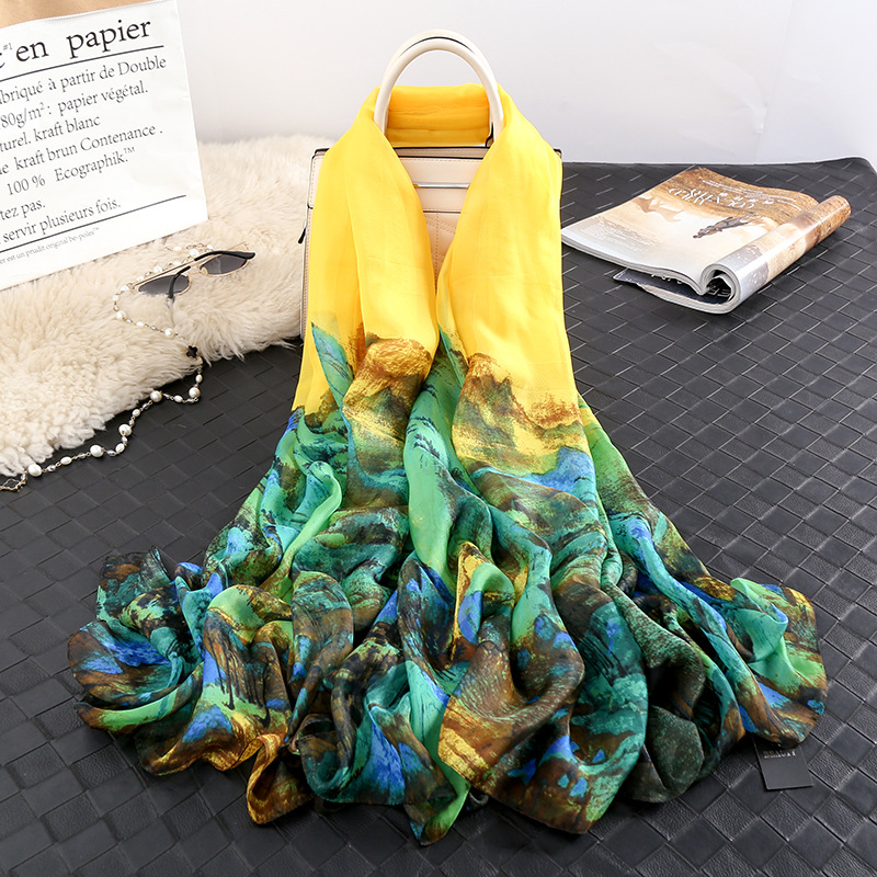 2025 nuevo producto Yourou bufanda de gasa protección solar larga toalla de playa versátil vacaciones viaje foto bufanda de seda chal