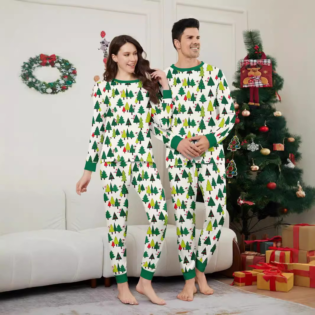 Vêtements de famille de Noël Père Noël bonhomme de neige cerf vêtements de maison imprimés pyjamas_voghion.com