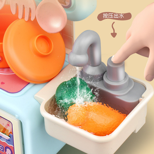 Cross-border children's playhouse kitchen toy set simulation spray water kitchenware cooking girls' toys wholesale