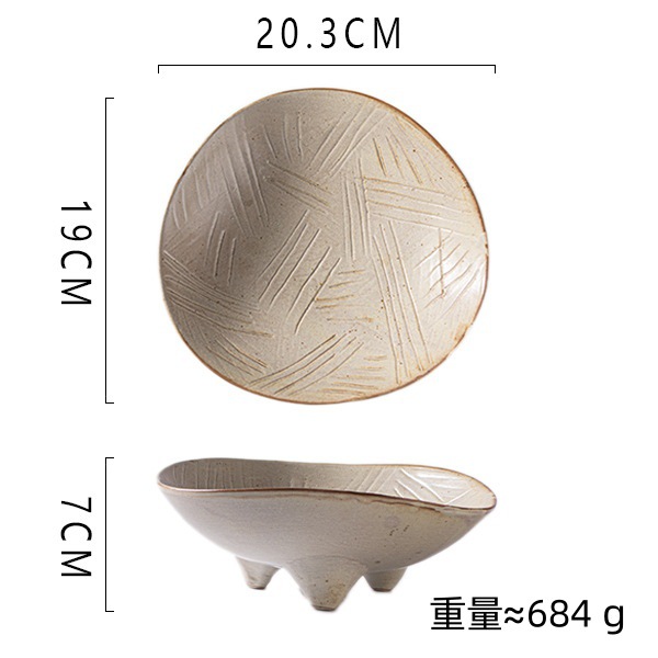 Cuenco de tres patas de gres de 8 pulgadas