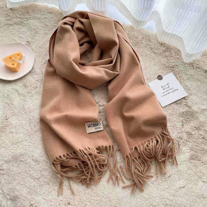 Colored winter scarf, red cashmere, keep warm universal cloak, increased thickness