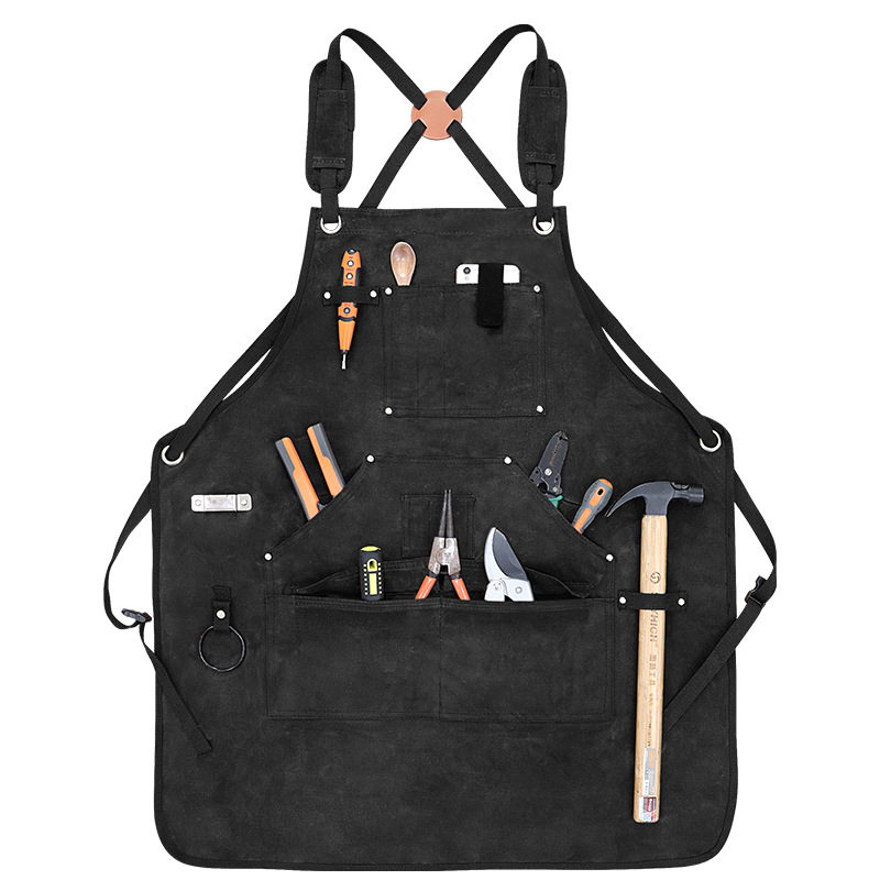 Comercio electrónico transfronterizo engrosar herramientas de lona delantal cuero de bolsillo electricista carpintería ropa de trabajo de cera delantal de lona