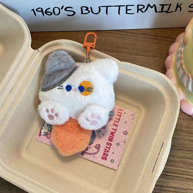 Cariño gatito peluche colgante bolso muñeca de dibujos animados llaveros chica corazón curar colgante muñeca