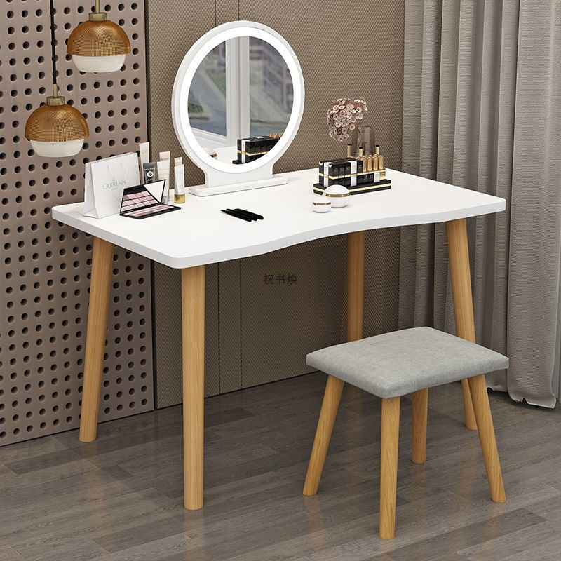 2025 Nordic Style Cross-Border Export Dressing Table Glass Countertop Modern Simple Small Apartment Artificial Board Dressing Table