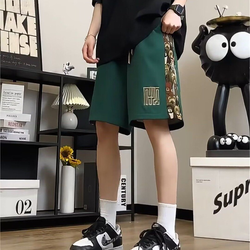 Summer High-End Chinese Shorts, Popular Bear Design, 2026 New Model, Trendy Casual Loose-Fitting Five-Point Pants