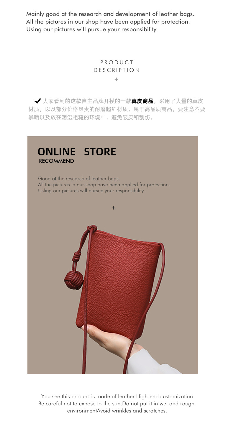 Túi đeo chéo nữ mini dáng đứng thời trang hè — Màu đỏ chi tiết 3