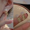 Fashionable universal advanced earrings from pearl with bow, silver needle, flowered, high-quality style, silver 925 sample