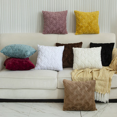 純色毛絨抱枕套現代簡約客廳沙發靠枕靠墊護腰枕跨境ins一件代發