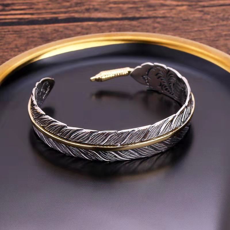 Casual Punk Simple Style Feather Alloy Plating Men's Bangle display picture 4
