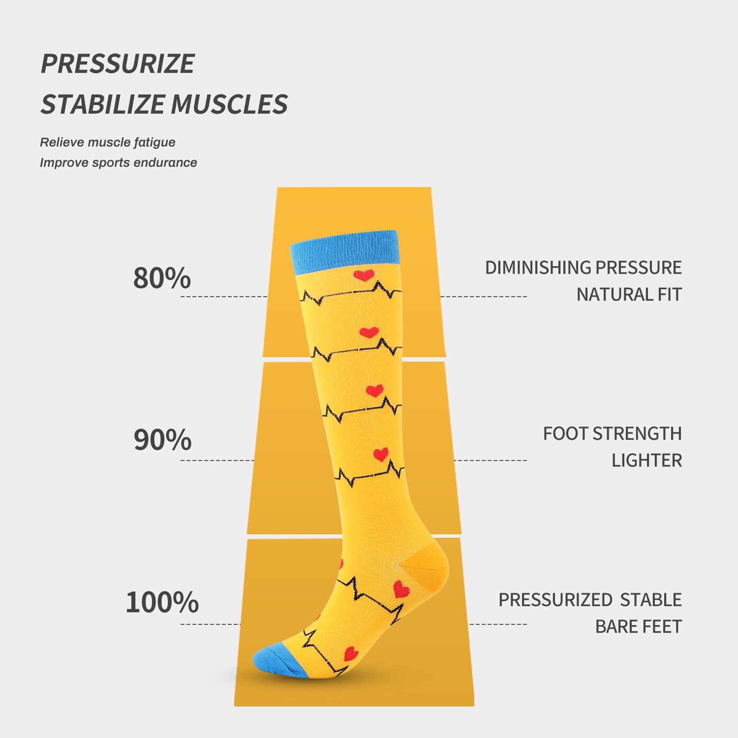 Nueva enfermera médica transfronteriza calcetines de compresión en forma de corazón medias de compresión deportiva fábrica en stock ventas directas
