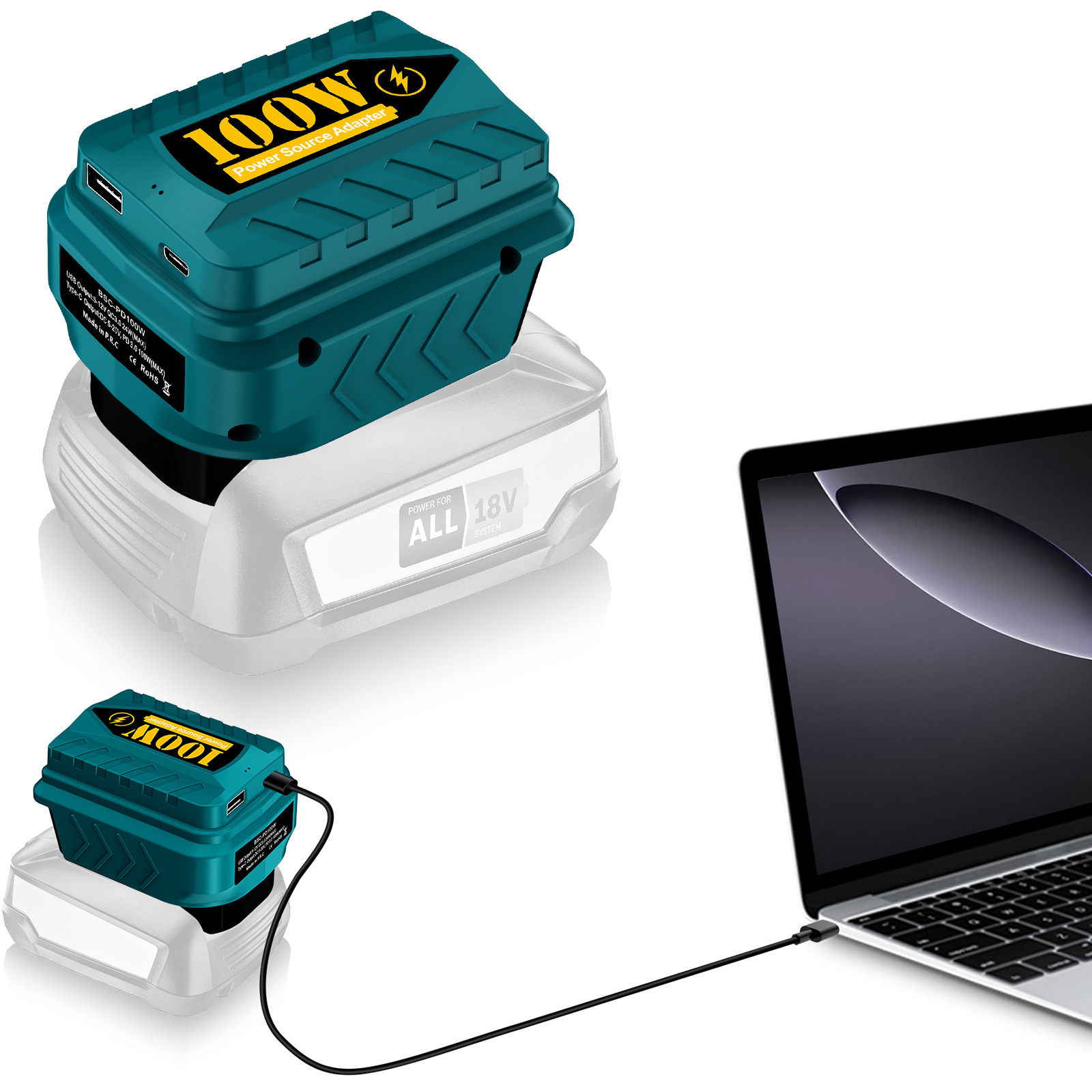 コンバータは18v牧田博世得偉米ウォッチ電池出力qc3.0 pd3.0/100W充電器に適合しています。