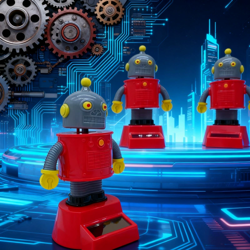 Солнечная мультяшная игрушка-робот-бобблхед для автомобиля, украшение, подарок, хит продаж для трансграничной торговли