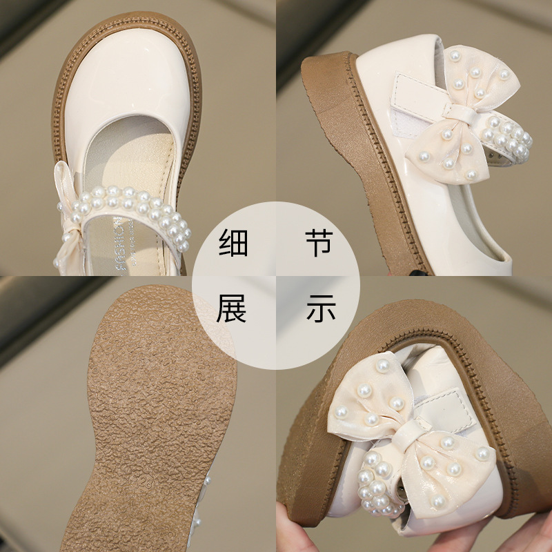 Zapatos de niña Zapatos de cuero para niños 2024 Primavera y otoño Nuevo estilo británico negro suave inferior zapatos de una sola capa zapatos de princesa zapatos de rendimiento