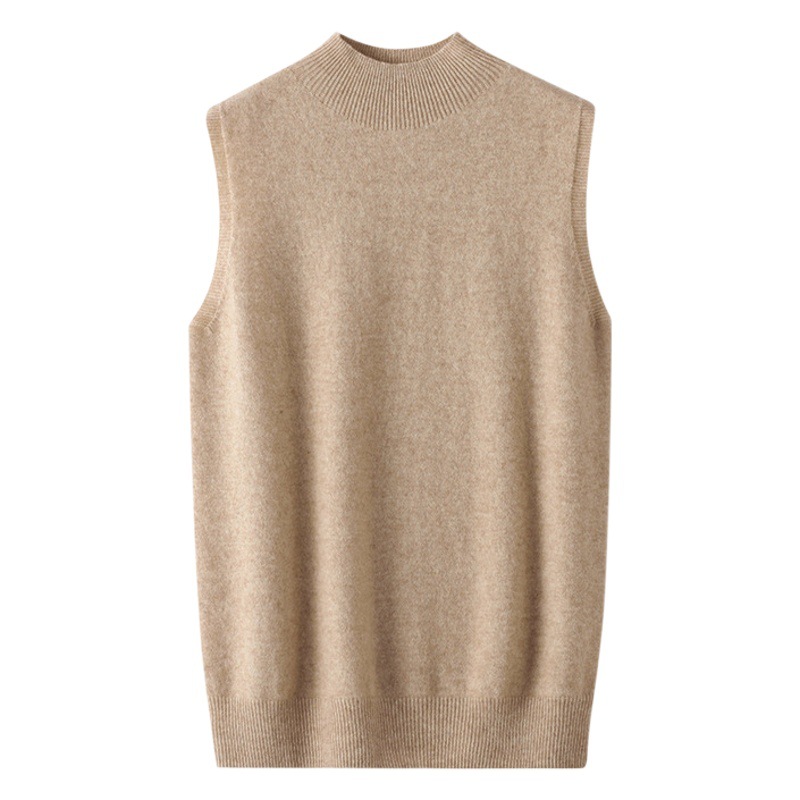 Half-neck Cashmere Vest Women's Inner Sleeveless Top Knitted Sling Outer Wear Mid-neck Sweater Base