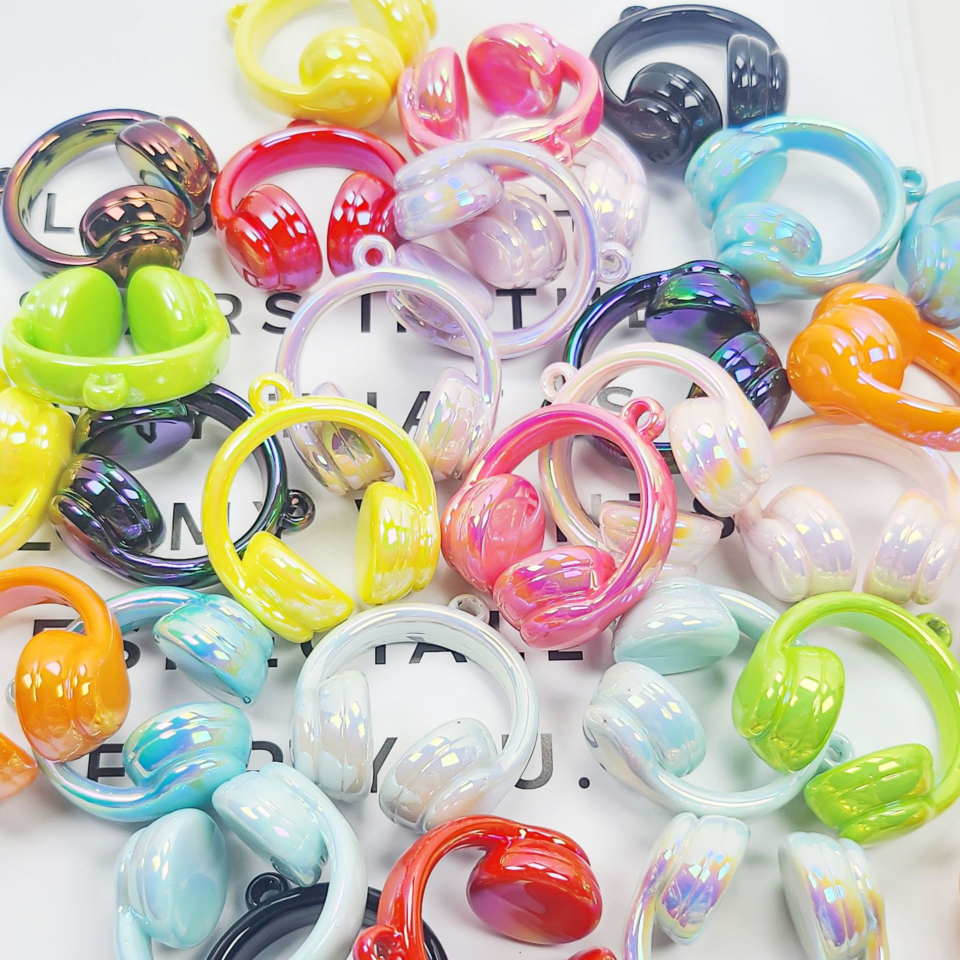 アクリルペイント 2 色グラデーションヘッドフォンビーズぶら下げ穴ビーズ diy 携帯電話チェーンペンダントネックレス素材ジュエリーアクセサリー