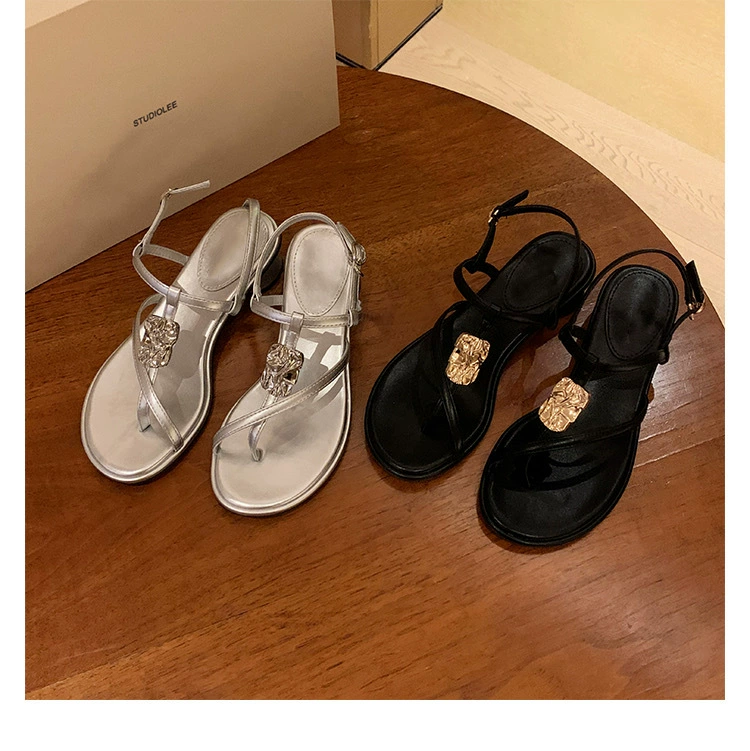 Виноградная мама ~ Studiole курортный ветер тонкий с металлическими носками с толстыми каблуками сандалии женский 2024 новый летний