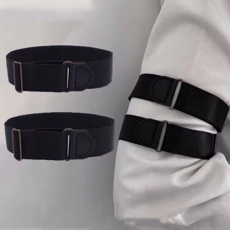 Cross-border source adult men's and women's shirt sleeve non-slip strap cuff 2.5cm black white