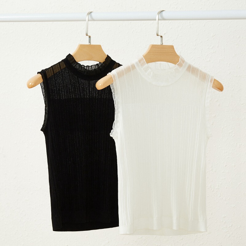 Yun Gu Autumn and Winter High-end Lace Collar Worsted Wool Base Shirt Women's Fashionable Stylish Vest Fashionable All-match