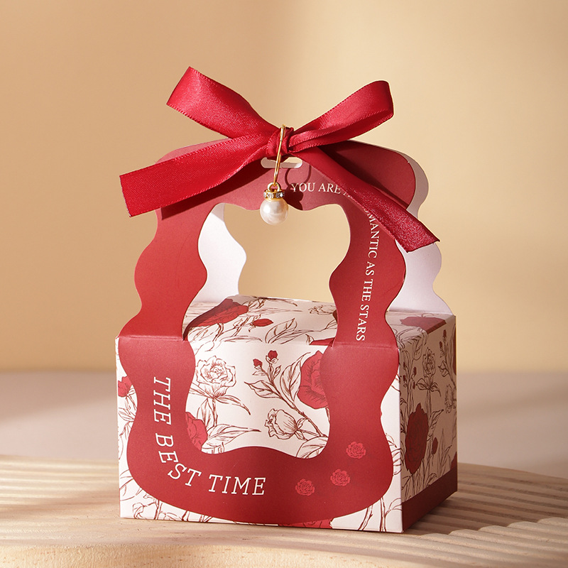 Elegant red + burgundy ribbon + pearls