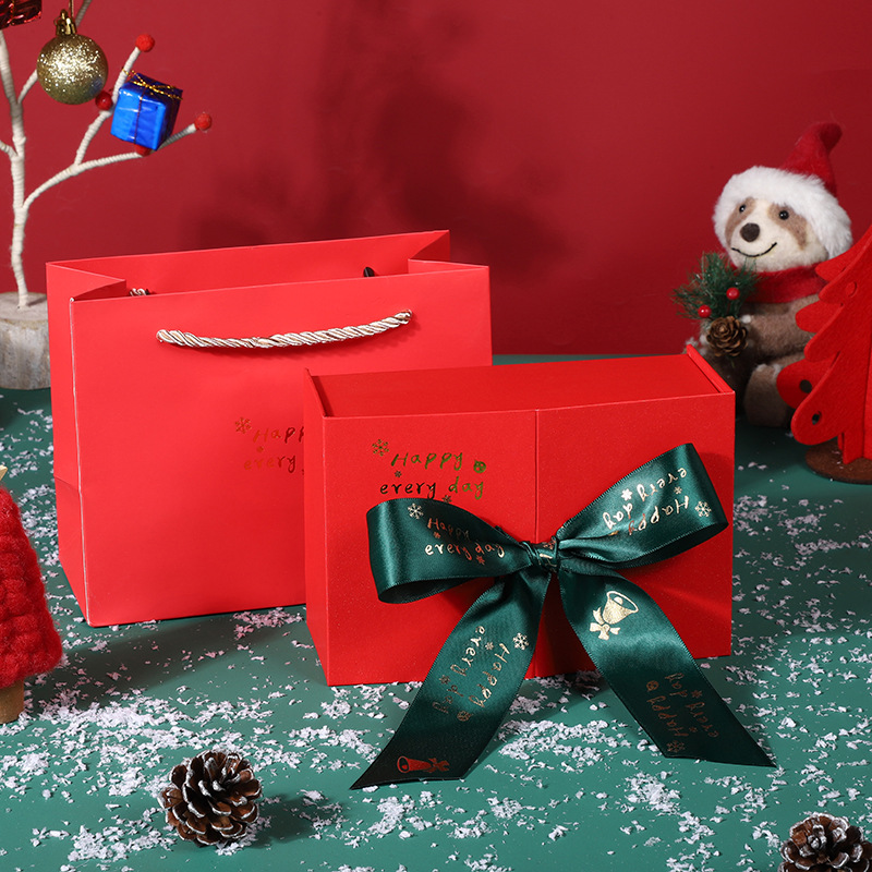 新款大红色双开门礼品盒送礼伴手礼盒 内衣文胸袜子包包空盒套装