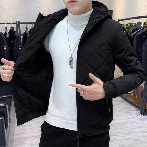 Men's Winter Cotton Jacket Short Version Korean Style Fashion Plush Cotton Coat Men's Casual Thick Cotton Padded Jacket