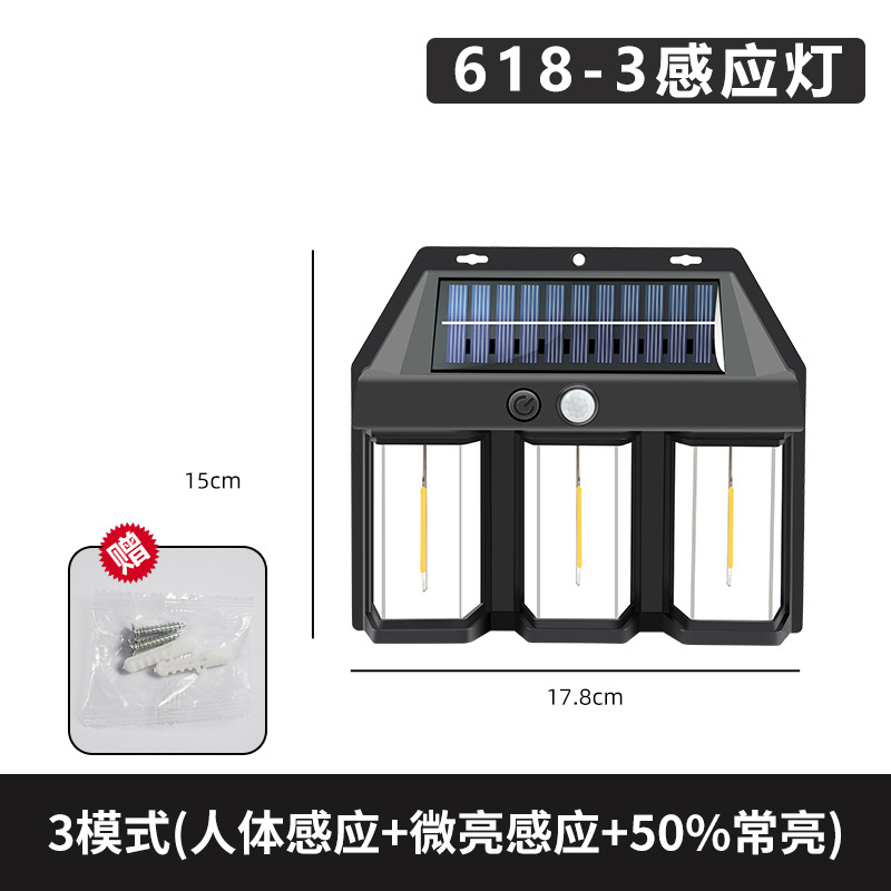 Lámpara de pared de inducción solar transfronteriza usuario exterior impermeable lámpara de patio de alambre de tungsteno lámpara de jardín villa iluminación de noche