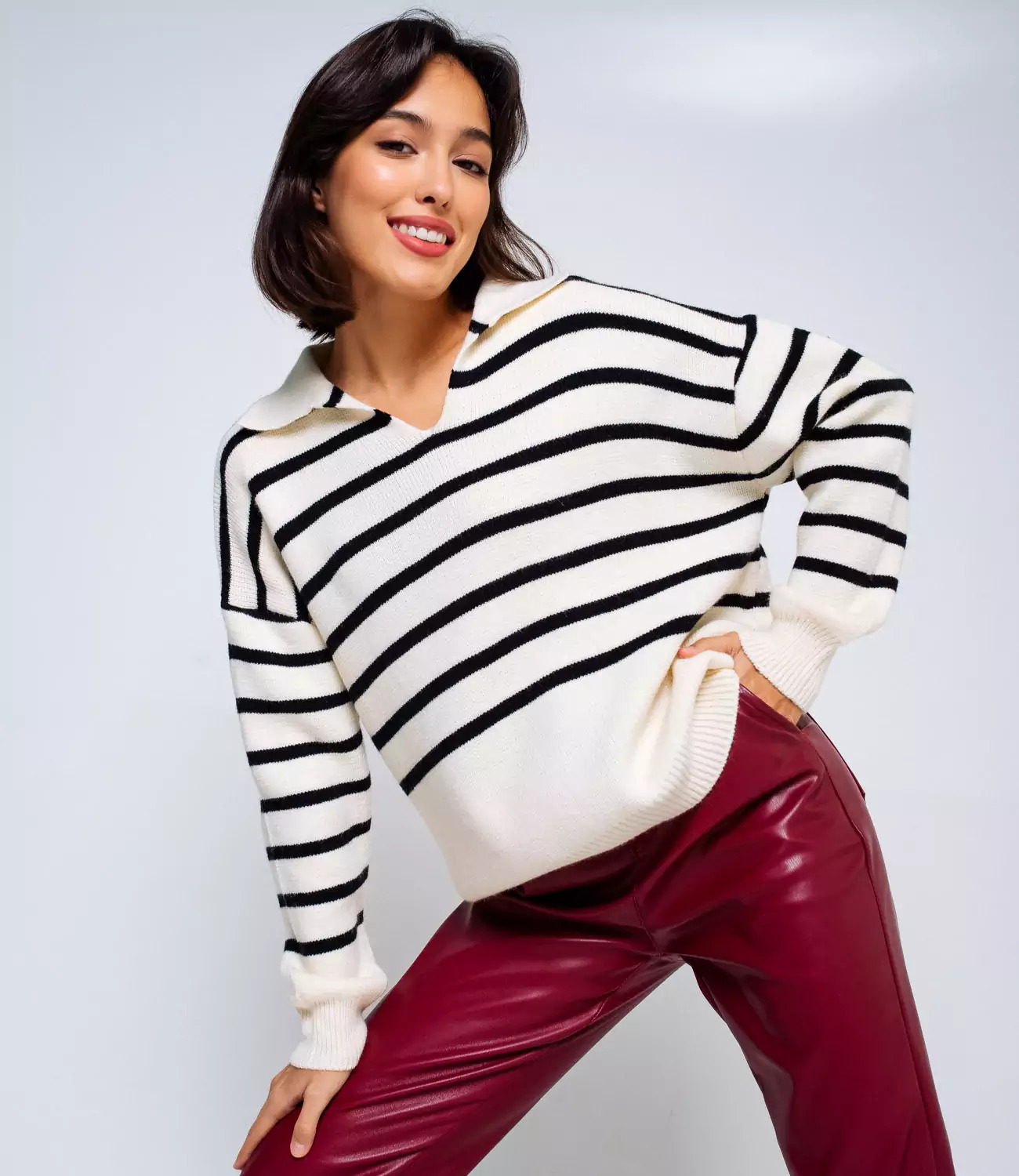Maglione 2024 scollo quadrato casual a righe lavorato a maglia autunno/inverno stile casual per le donne_voghion.com