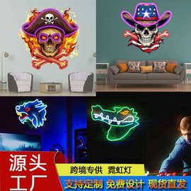 跨境专供卡通LED霓虹灯UV印刷发光灯装饰商店游戏室氛围灯标志