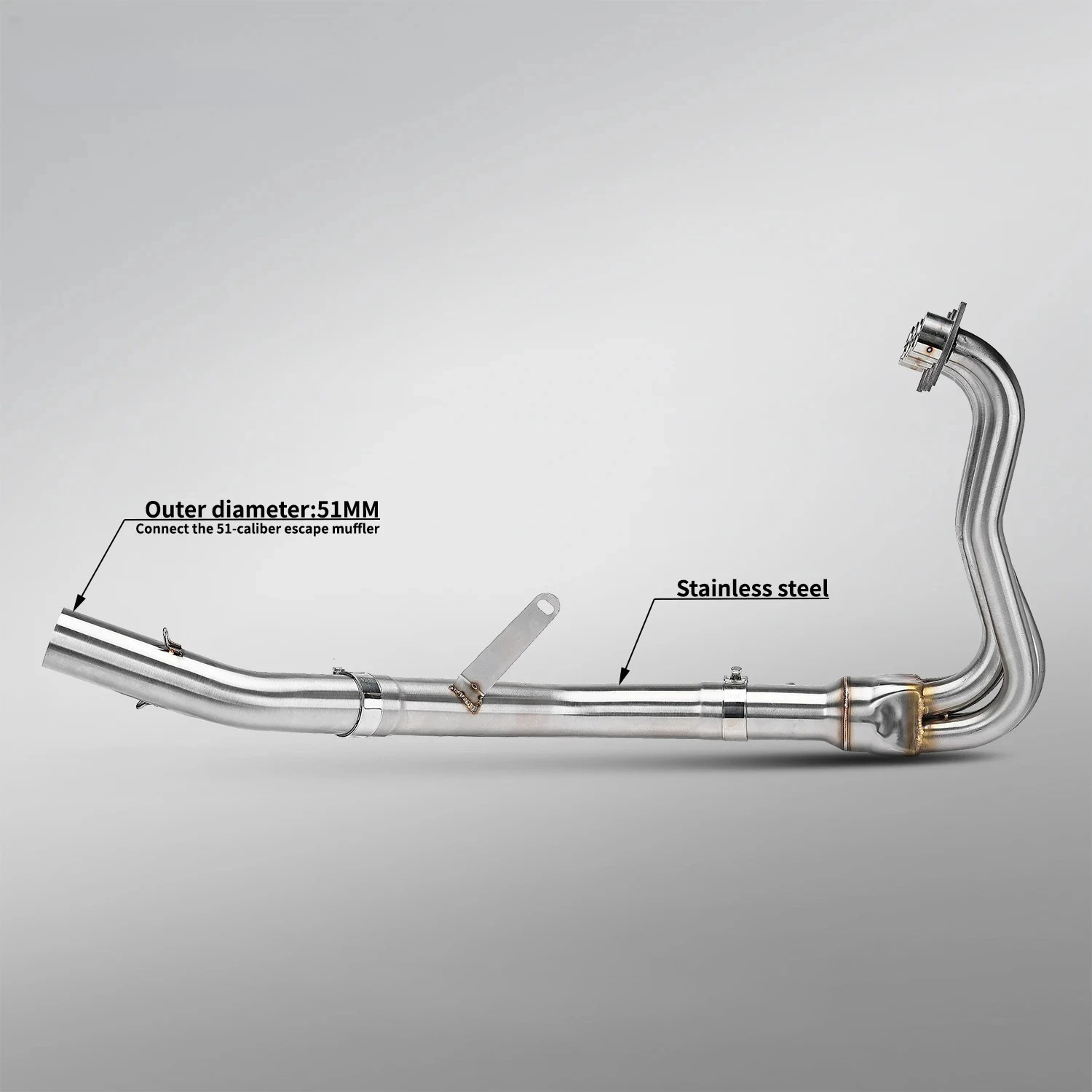 Suitable for Kove 450Rr 23-25 Motorcycle Exhaust Pipe Front Section Stainless Steel Exhaust Connection to Original Factory Port