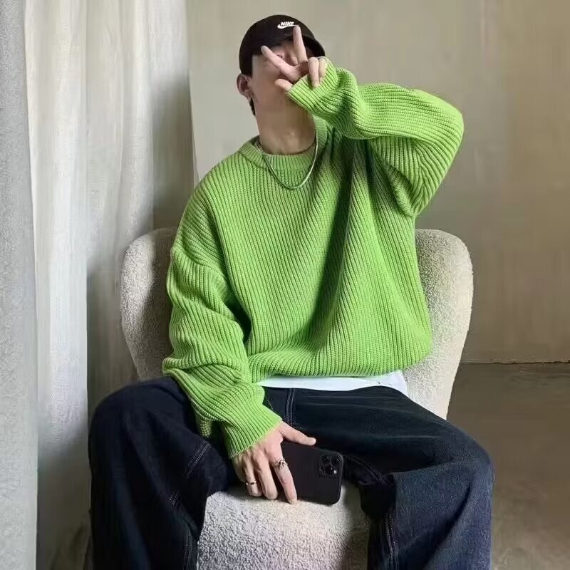 怠惰なセーターの男性の多色は秋冬の大きいサイズのニットの丸首のカップルのゆったりしている底のセーターのセーターのセーターのセーター|undefined