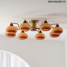 美式复古卧室柿子吸顶灯包豪斯奶油中古vintage餐厅书房客厅主灯