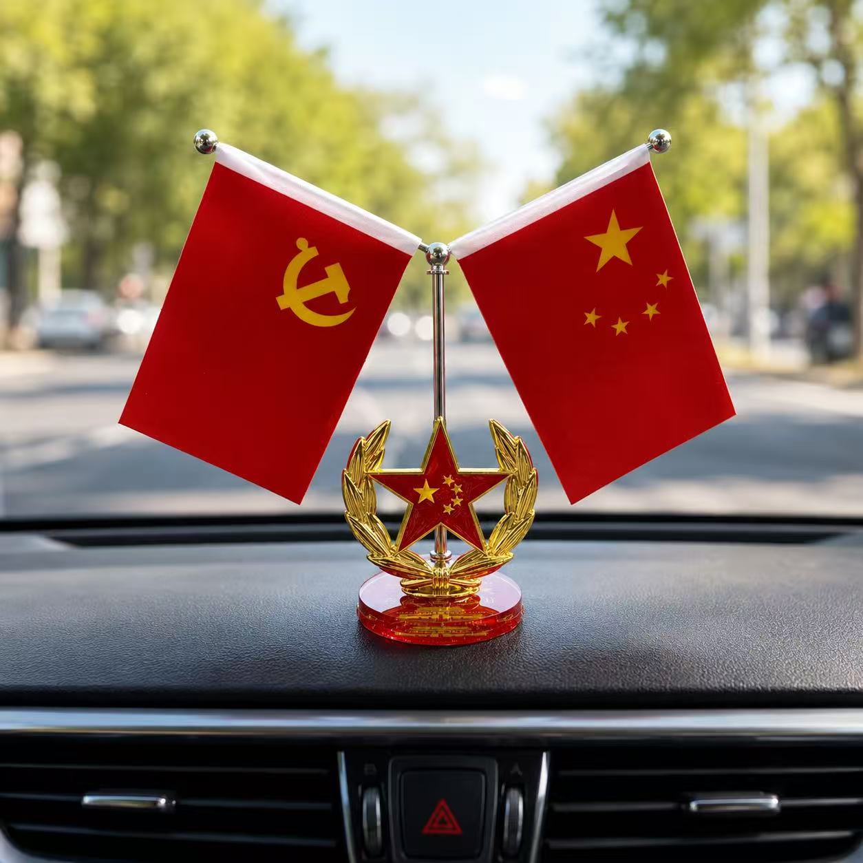Patriotic red flag car decoration, red flag dashboard office decoration, office decoration, car red flag decoration