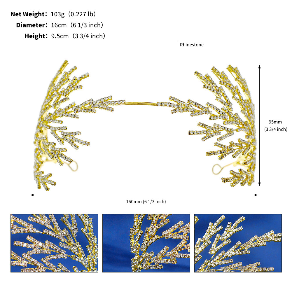 Accesorios para el cabello de novia transfronterizos europeos y americanos, diademas de joyería para fiestas de graduación y bodas, diademas de lujo versátiles de ala ancha con diamantes de imitación.