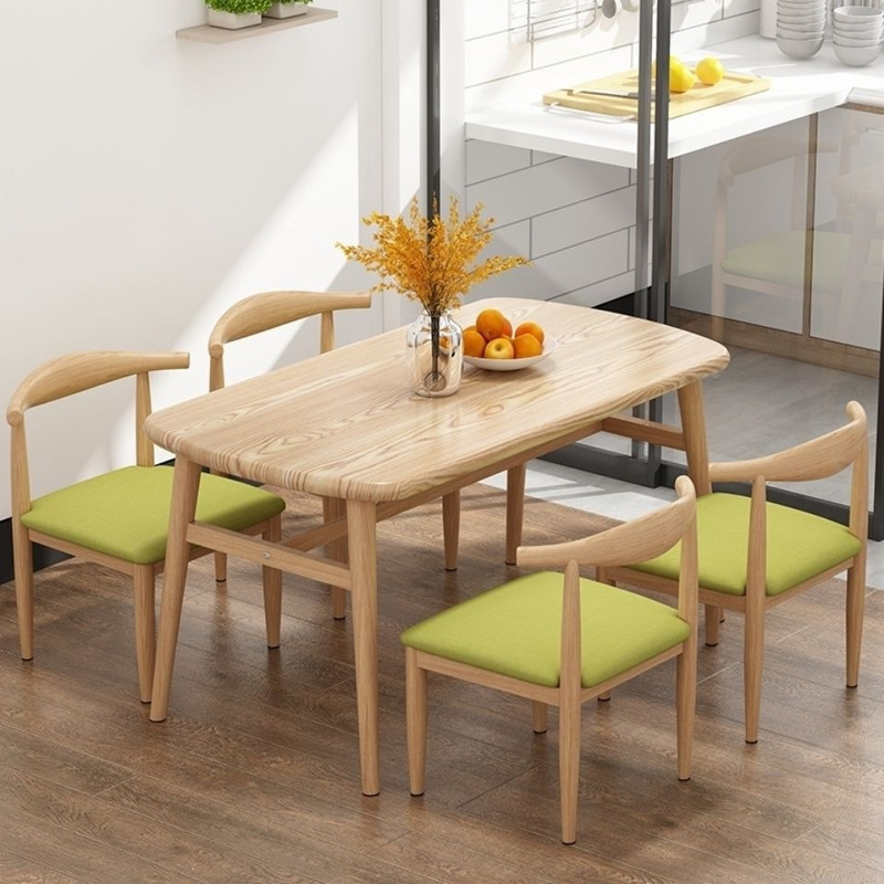 Dining Table for Small Apartments, Modern Minimalist Dining Table and Chair Set, Rectangular Table, Casual Fast-Food Restaurant Table and Chairs
