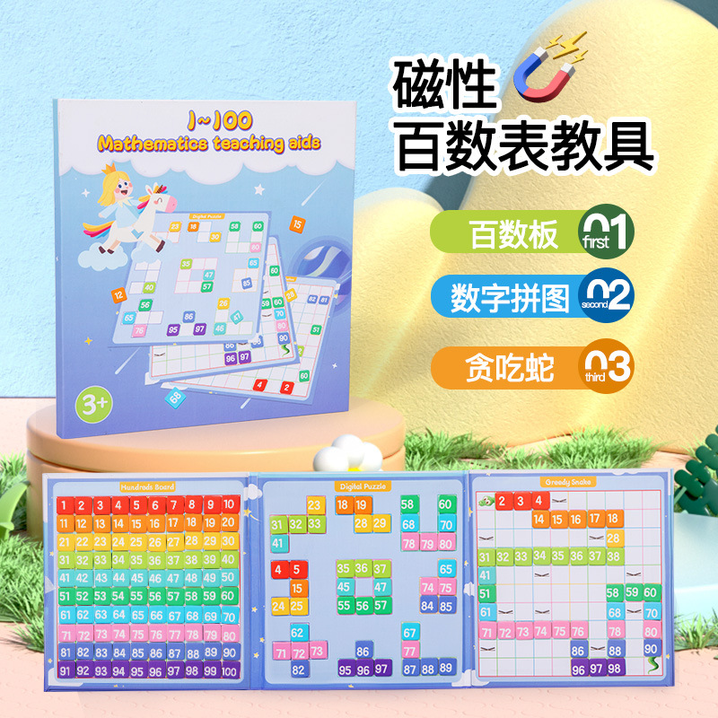 Cientos de tableros, ayudas didácticas Montessori, magnetismo para niños 1 a 100 tableros digitales, cientos de tablas, educación temprana, iluminación, juguetes intelectuales